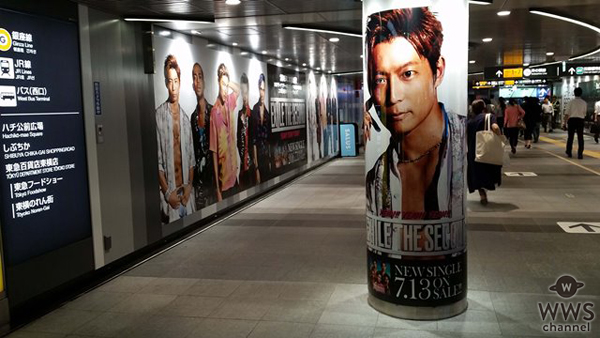 EXILE THE SECONDが渋谷に突如出現！？渋谷駅に巨大ポスターと5人の柱巻が登場！
