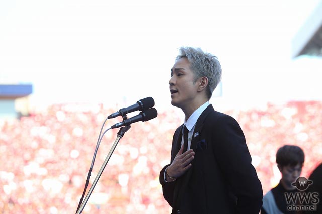 AAAの浦田直也が5万人が見守る中、透き通った歌声で国歌斉唱！スタジアムが大きな一体感に包まれる！