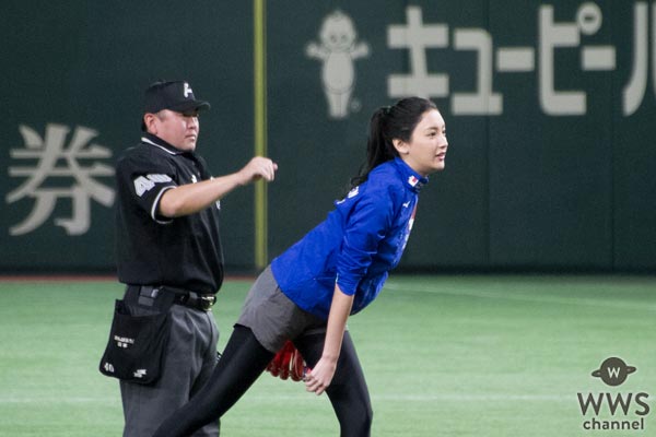 菜々緒が始球式でノーバン投球！亀梨和也らにアドバイスもらうも自己採点は「40点です」