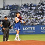 牧野真莉愛が始球式でノーバン投球でリベンジ達成！モーニング娘。’17がセ･パ交流戦に登場！