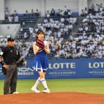 牧野真莉愛が始球式でノーバン投球でリベンジ達成！モーニング娘。’17がセ･パ交流戦に登場！