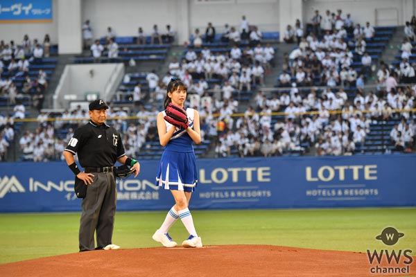 牧野真莉愛が始球式でノーバン投球でリベンジ達成！モーニング娘。’17がセ･パ交流戦に登場！