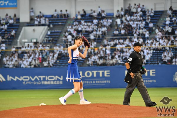 牧野真莉愛が始球式でノーバン投球でリベンジ達成！モーニング娘。’17がセ･パ交流戦に登場！