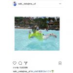元 ℃-ute・岡井千聖がセクシーショット公開？！中島早貴がプレゼントした可愛すぎるカエルゴーグルと蛍光色水着で攻める！