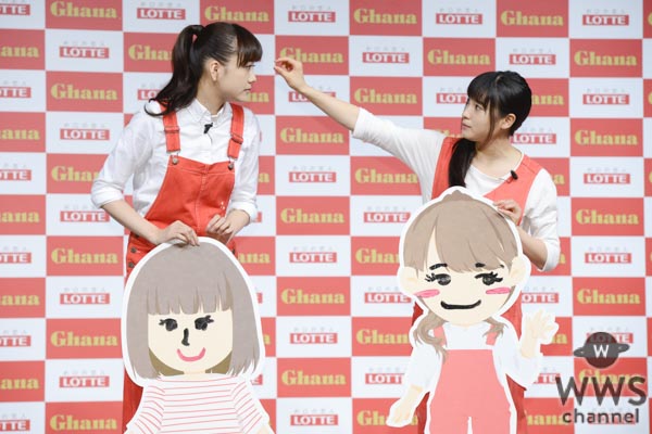 土屋太鳳、松井愛莉、広瀬すずが『ガーナ新CM発表会』でお互いの似顔絵ペイントに挑戦！その出来映えは！？