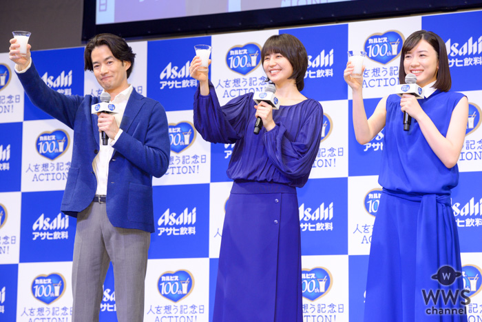 竹野内豊、長澤まさみ、永野芽郁がカルピス100周年を祝って乾杯！