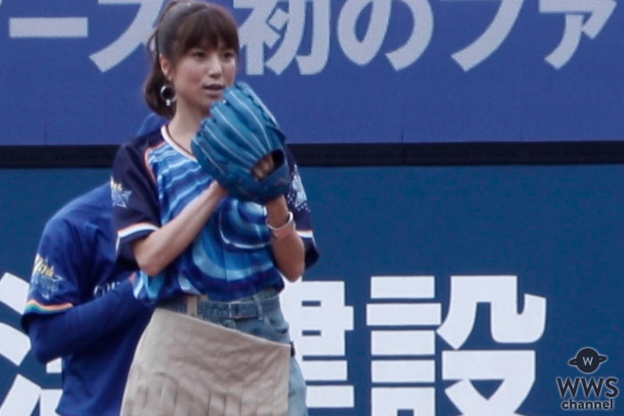 【動画】 hitomiが横浜スタジアムで始球式に登場！自己評価は100点満点で５点？！