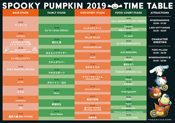 サンリオピューロランドで開催されるオールナイトハロウィンフェス 「SPOOKY PUMPKIN 2019」タイムテーブル発表！