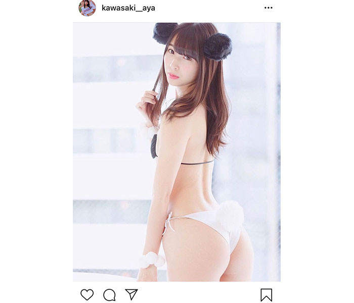 川崎あや、白黒つけられないパンダ風ショットに「一瞬で癒されました」「笹の葉になりたい」と大好評！