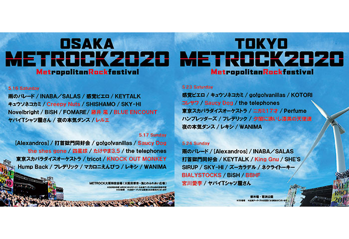 King Gnu、宮川愛李、たけやま3.5の参加決定！METROCK（メトロック）第6弾出演者が発表