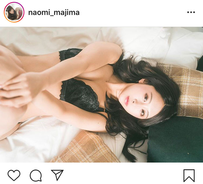 真島なおみが黒ランジェリーのおでこだしショット公開！「とてもセクシー！」「天使の降臨」と大反響