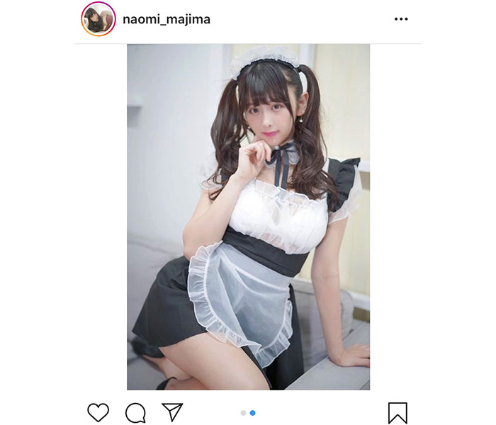 真島なおみ、透け感セクシーなメイド衣装を公開！「控えめに言って最高」「可愛いすぎて倒れそう」