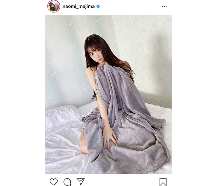 真島なおみからのモーニングコールショットに「素敵でセクシーだ」「こんな子に起こされたいよ」と反響