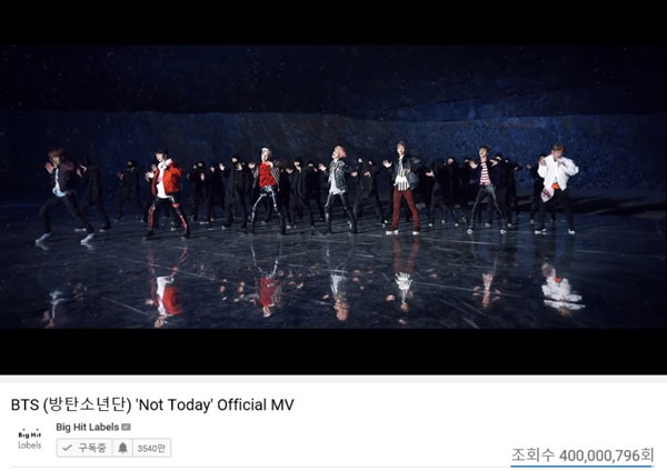 BTS（防弾少年団）、『Not Today』MVが4億再生突破