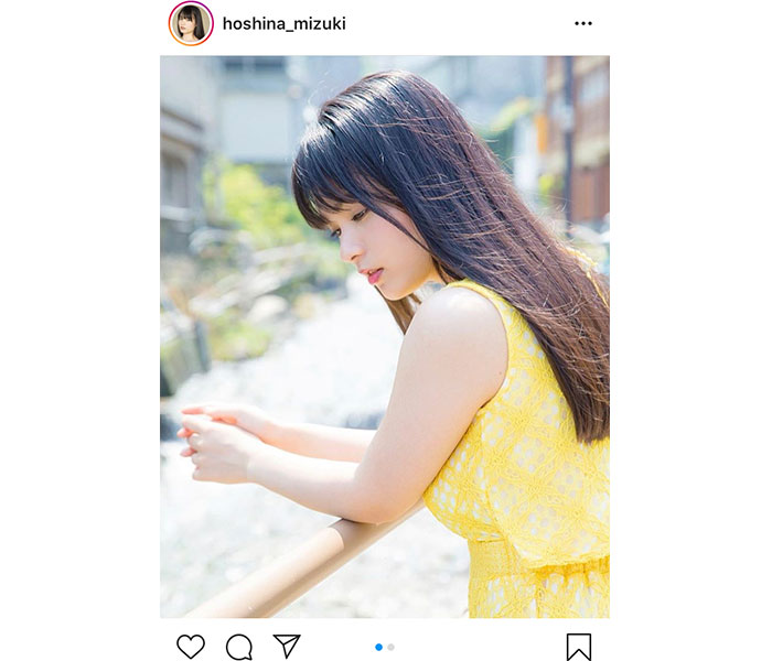 星名美津紀、「夏がやってきた！」黄色の肩出しワンピースショットを公開