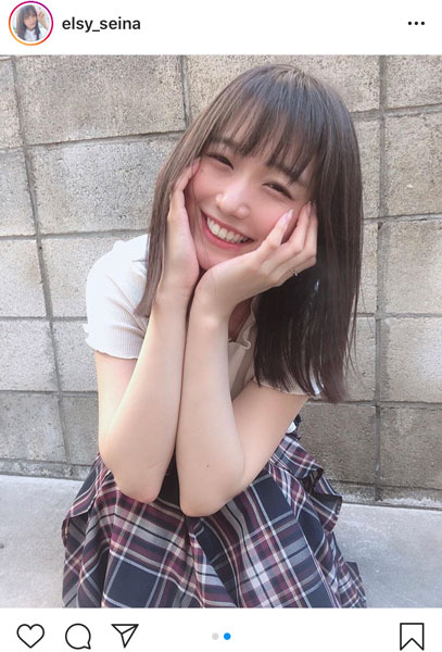 elsy 橋本せいな、制服風な夏の私服ショットに「とってもかわいい」「笑顔が素敵」と話題