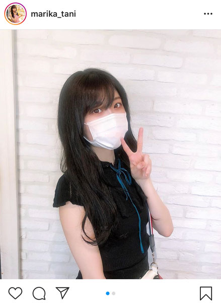 SKE48 谷真理佳、マスク越しから伝わる黒髪美的ショットを披露！