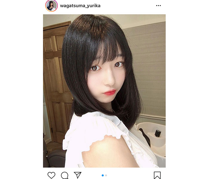 我妻ゆりか、黒髪と透き通る素肌が眩しい自撮りショット公開！「綺麗な瞳です」「白がよく似合うね」