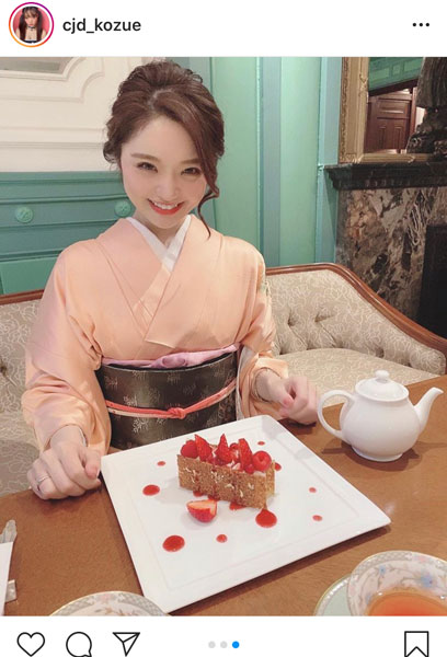 サイバージャパンダンサーズ・KOZUE、淡いピンクの着物姿を披露「お着物デートしたいなあ」