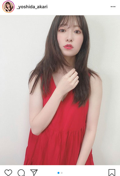 NMB48 吉田朱里、可愛さと大人っぽさが融合した赤ワンピショットを披露！「赤似合ってる」「素敵です」