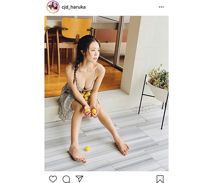 サイバージャパンダンサーズ・HARUKA、レモンを持った谷間見せビタミンSHOTに「天使が見える」「凄いとしか言えん」