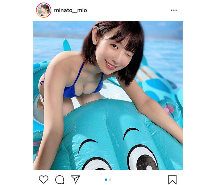 #ババババンビ 水湊みお、担当カラーの青ビキニショットに「みおちには、青が似合いますね」