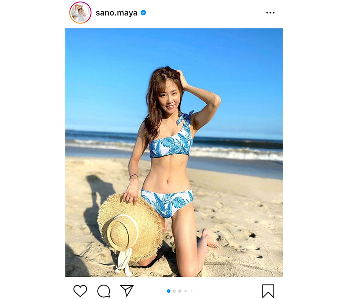 レースクイーン界のレジェンド・佐野真彩、海辺のワンショルダービキニのくびれショット公開！「美しいです」「スタイル抜群」と反響