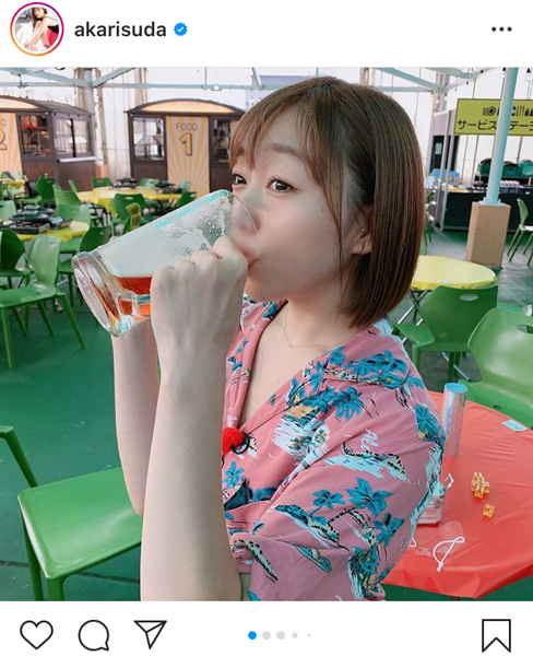 SKE48 須田亜香里、初ビアガーデンでビールに大はしゃぎ！「飲みっぷり超すき！」「公演とは違ういい表情」