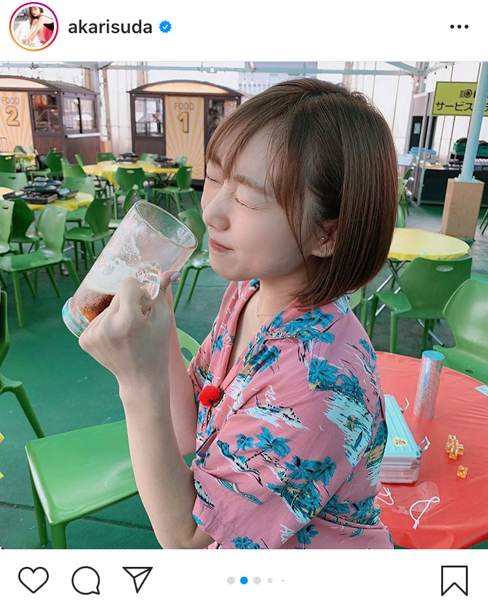 SKE48 須田亜香里、初ビアガーデンでビールに大はしゃぎ！「飲みっぷり超すき！」「公演とは違ういい表情」