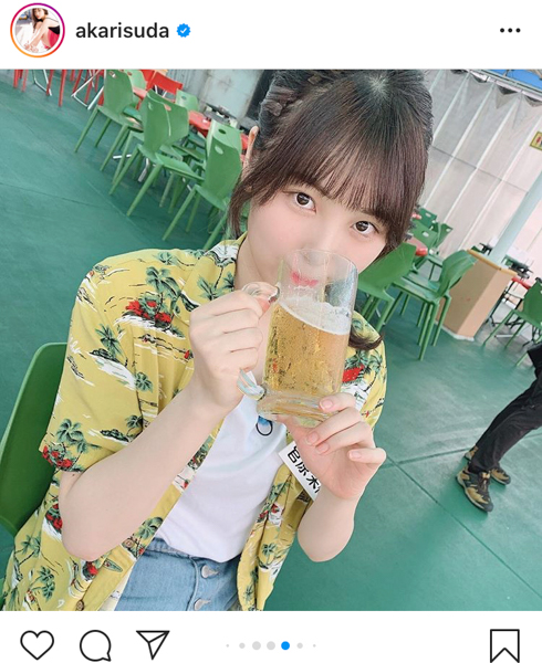 SKE48 須田亜香里、初ビアガーデンでビールに大はしゃぎ！「飲みっぷり超すき！」「公演とは違ういい表情」