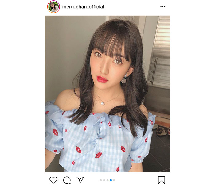 HKT48 田島芽瑠のオフショル爽やか私服ショットに「大人っぽくて可愛い」と絶賛の声