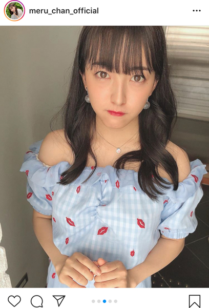 HKT48 田島芽瑠のオフショル爽やか私服ショットに「大人っぽくて可愛い」と絶賛の声