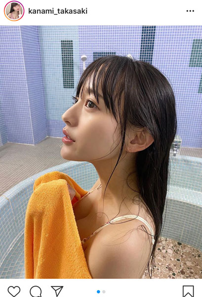 グラビアアイドル 高崎かなみ、しっとりセクシーなお風呂上がりショットに反響！「水も滴るいい女」「完璧すぎる美人」