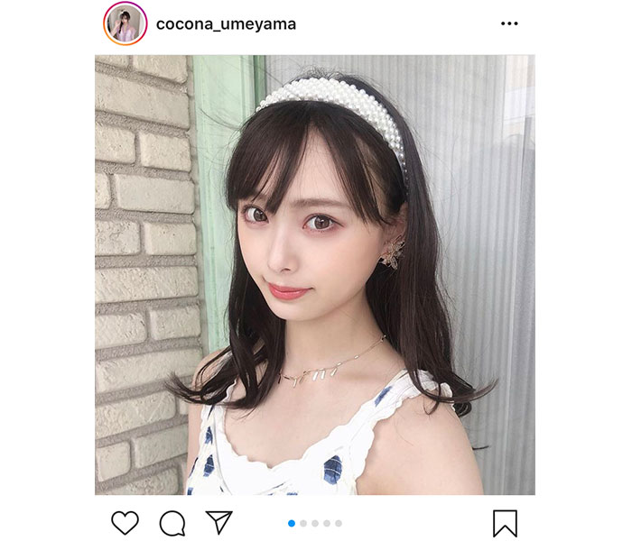 NMB48 梅山恋和、プリンセスのようなパールカチューシャコーデを紹介「おもちプリンセスお美しいです」