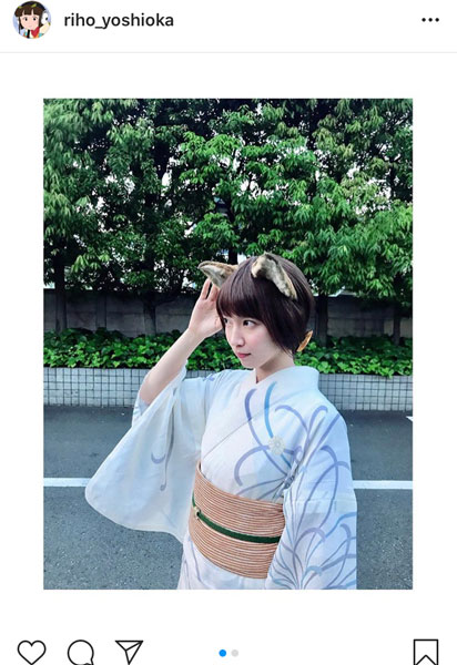 吉岡里帆、爽やか浴衣の“どんぎつね”ショットに「似合ってます」「透明感がすごい」と歓喜の声