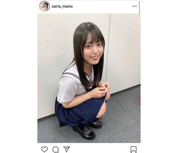 FES☆TIVE 真野彩里愛、制服で上目遣いショットにキュン死！「抜群に可愛い」