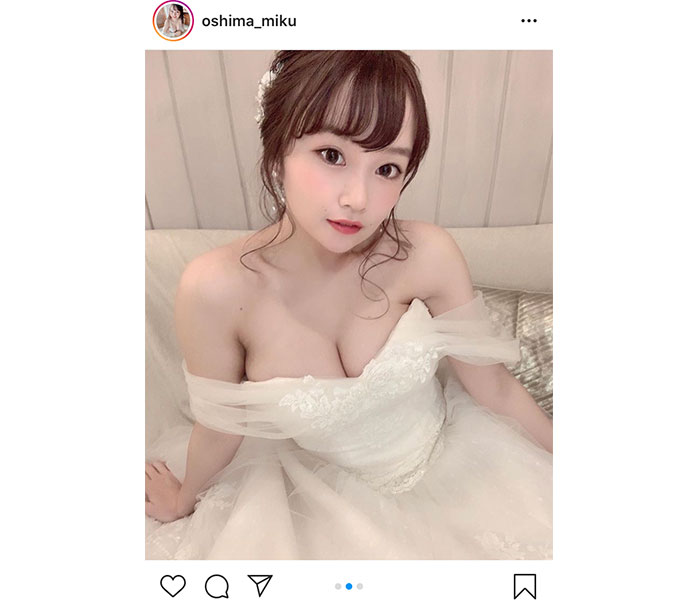 大嶋みく、まるでプリンセスな純白ドレス姿に反響！「こんな人と結婚したい！」