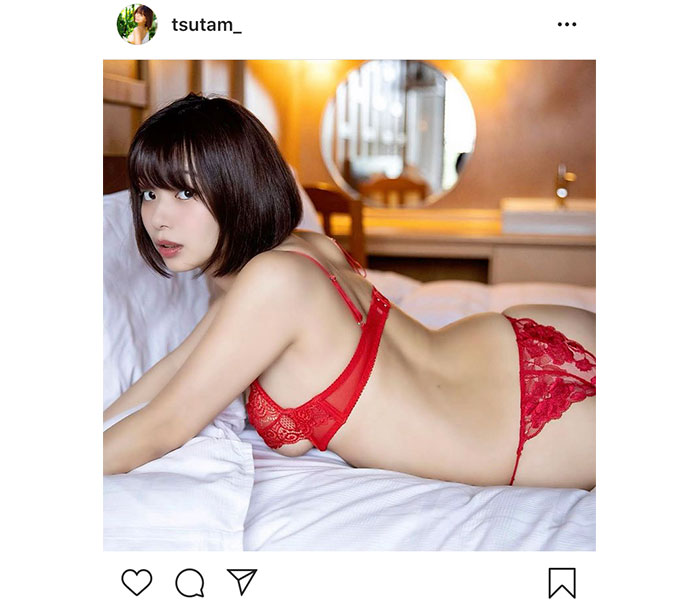 和地つかさ、鮮烈な赤いランジェリー姿に「可愛くてセクシー」「めちゃめちゃ美しい」と話題