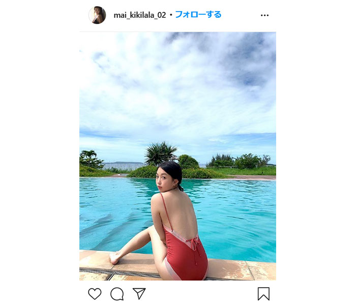 グラビアアイドル・舞子、白く輝くセクシーな背中ショット披露！「水着可愛いすぎる」と歓喜の声！