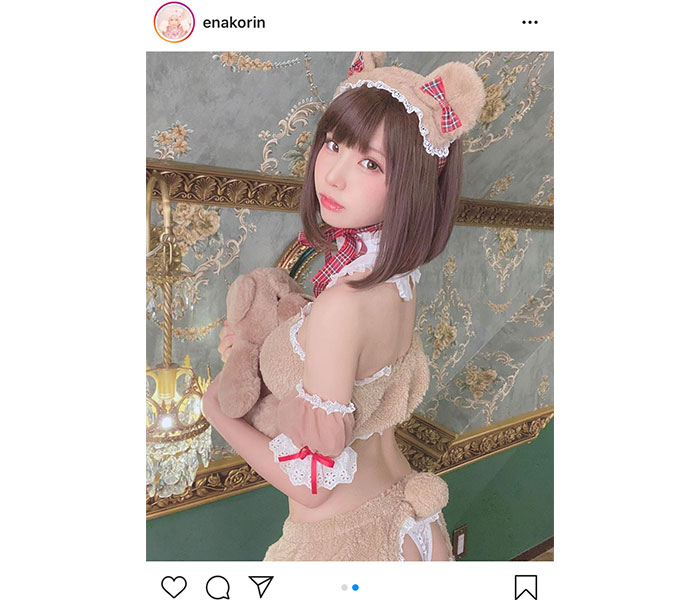 えなこ、私物のテディベアとお揃いのコスプレにファン反響！「相変わらず天使」「クマになりたい」