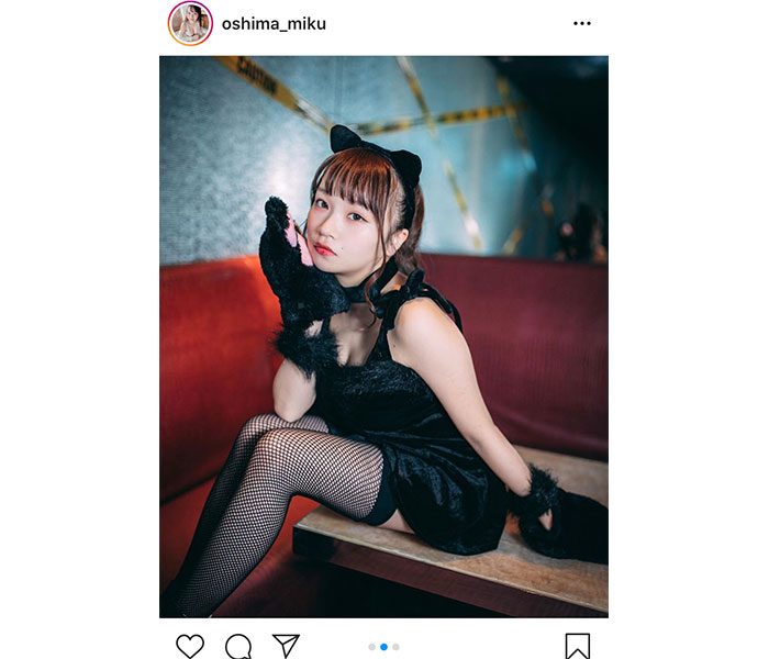 大嶋みく、猫耳と網タイツのギャップがたまらないコスプレ披露！「好き過ぎる」「見惚れる」