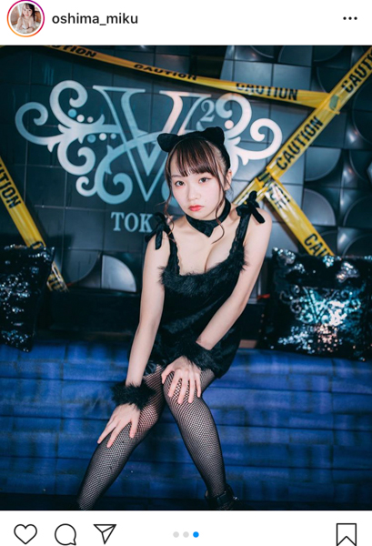 大嶋みく、猫耳と網タイツのギャップがたまらないコスプレ披露！「好き過ぎる」「見惚れる」