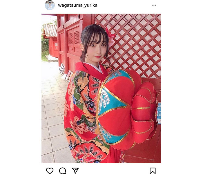 我妻ゆりか、鮮やかな琉装を纏ったポートレートに歓喜の声！「可愛さ優勝だ」