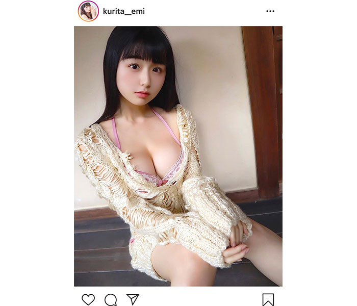 くりえみ、白ニット×萌え袖姿に「とても刺激的ですね」