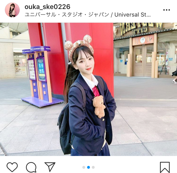 SKE48 末永桜花、くまのティムカチューシャで“制服ユニバ”を満喫！