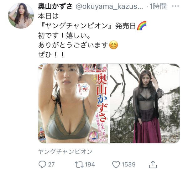 奥山かずさ、透け感トップスで魅せる大人グラビア披露「もはや絵画のような美しさ」