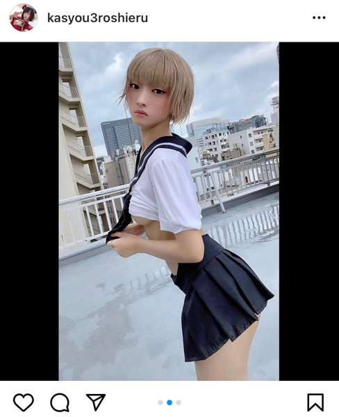 火将ロシエル、「下乳×制服」がテーマの制服グラビアを公開！