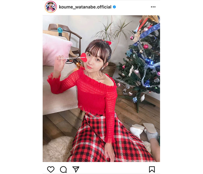 スパガ 渡邉幸愛、クリスマス感溢れる超絶赤衣装に釘付け！「本当に可愛い」