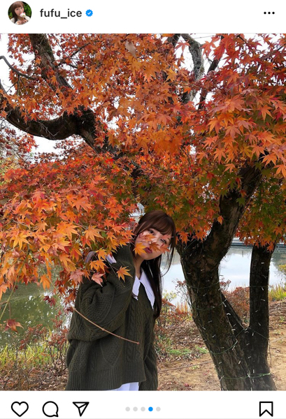 矢倉楓子、紅葉を簪にアレンジしたポートレートを公開「紅葉アレンジ美しい」