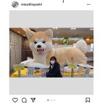 林美桜アナウンサー、八王子駅の巨大な秋田犬とご対面「ふわふわで大きかったです」